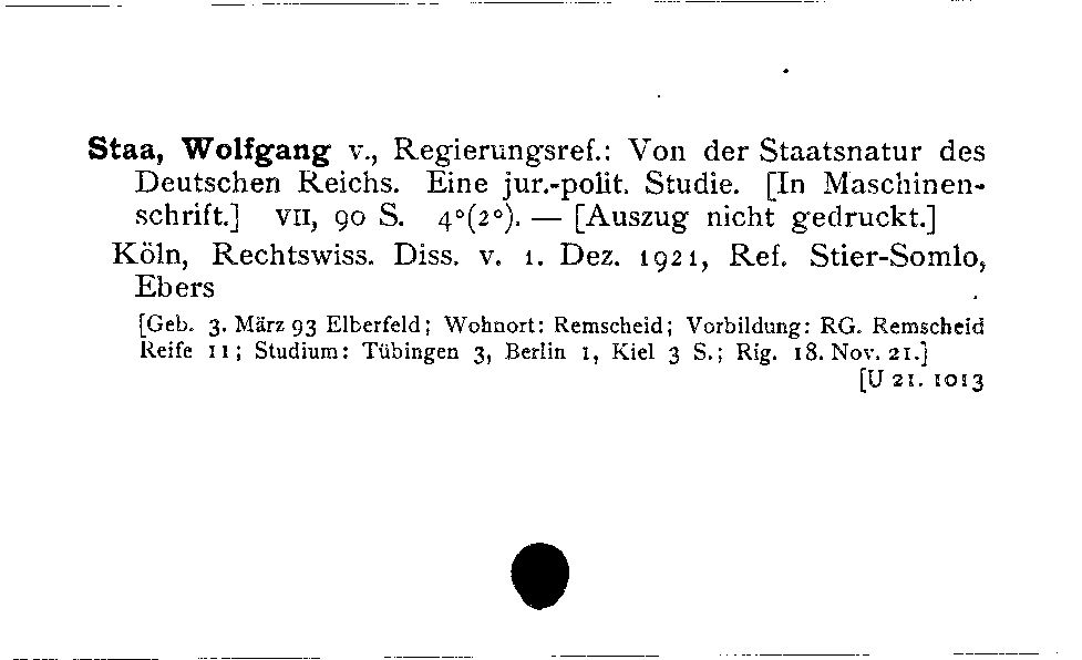 [Katalogkarte Dissertationenkatalog bis 1980]