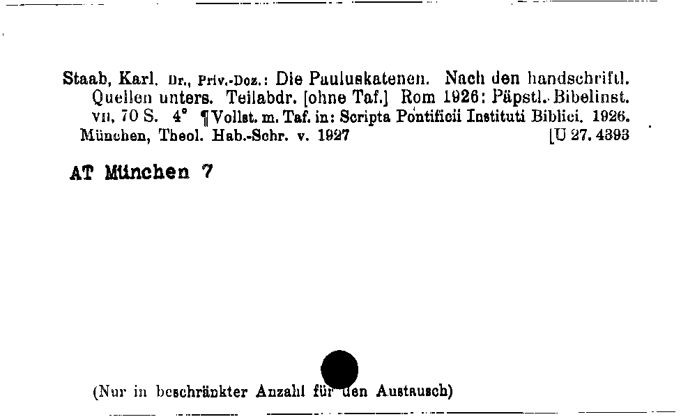 [Katalogkarte Dissertationenkatalog bis 1980]