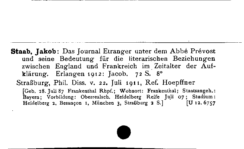 [Katalogkarte Dissertationenkatalog bis 1980]