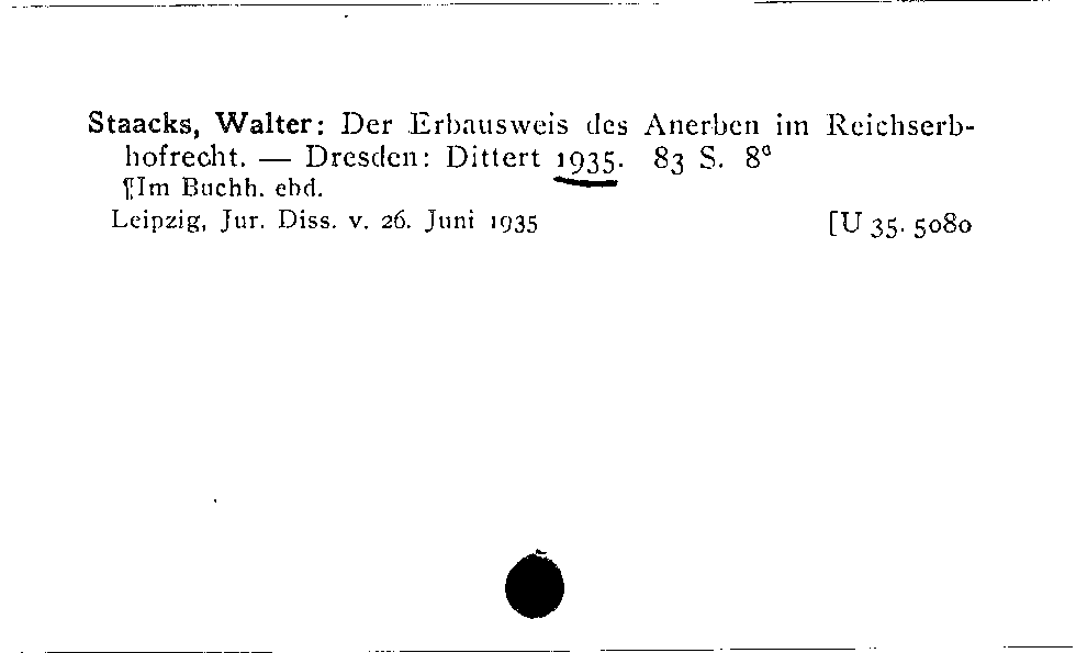 [Katalogkarte Dissertationenkatalog bis 1980]