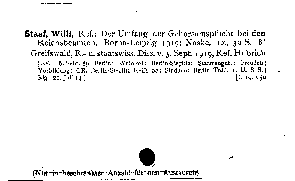 [Katalogkarte Dissertationenkatalog bis 1980]