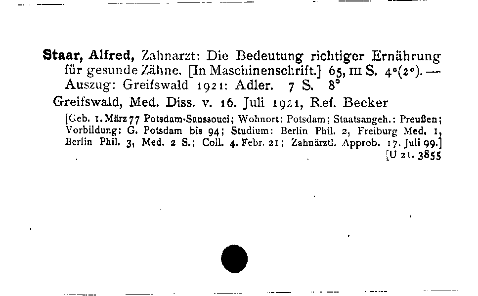 [Katalogkarte Dissertationenkatalog bis 1980]