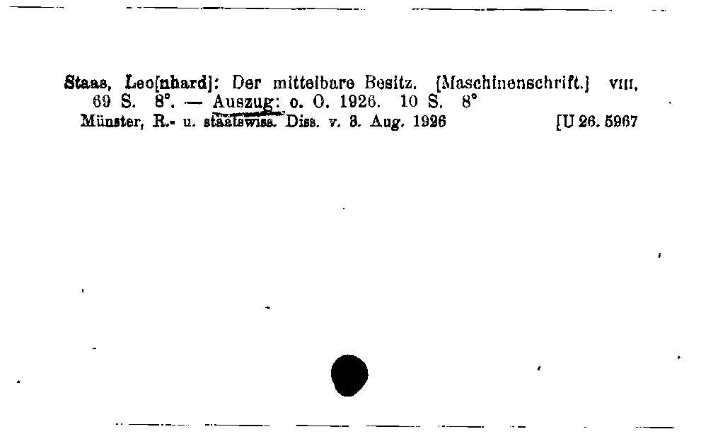 [Katalogkarte Dissertationenkatalog bis 1980]