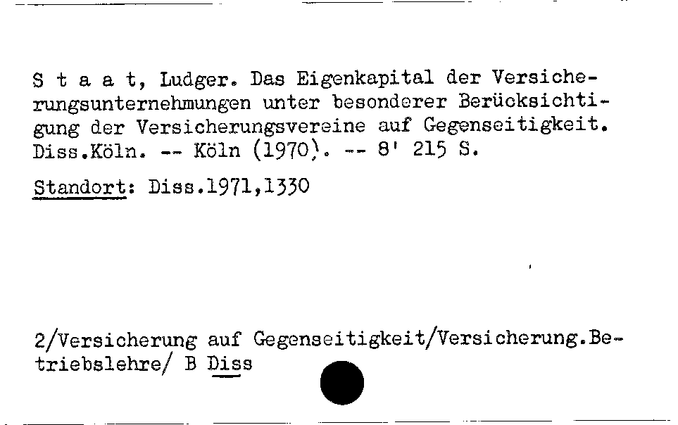 [Katalogkarte Dissertationenkatalog bis 1980]