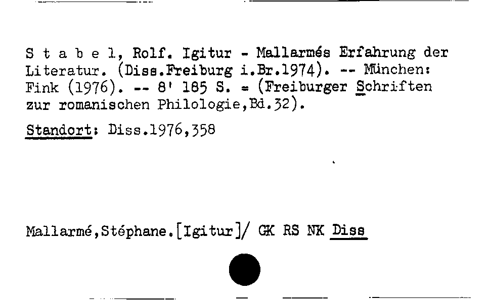 [Katalogkarte Dissertationenkatalog bis 1980]