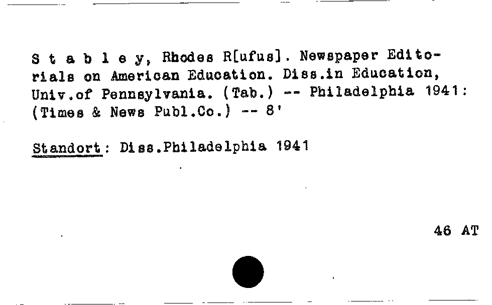 [Katalogkarte Dissertationenkatalog bis 1980]