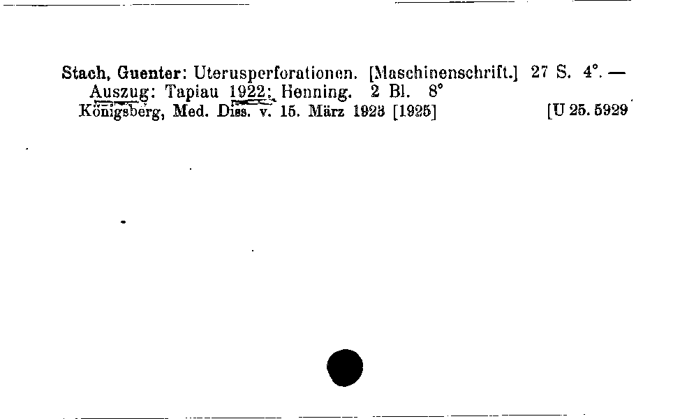 [Katalogkarte Dissertationenkatalog bis 1980]