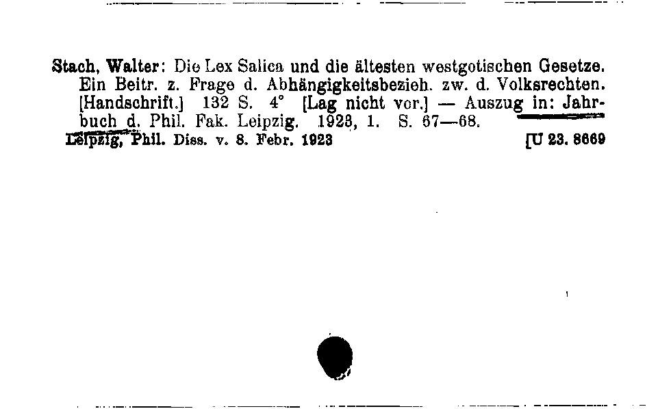 [Katalogkarte Dissertationenkatalog bis 1980]