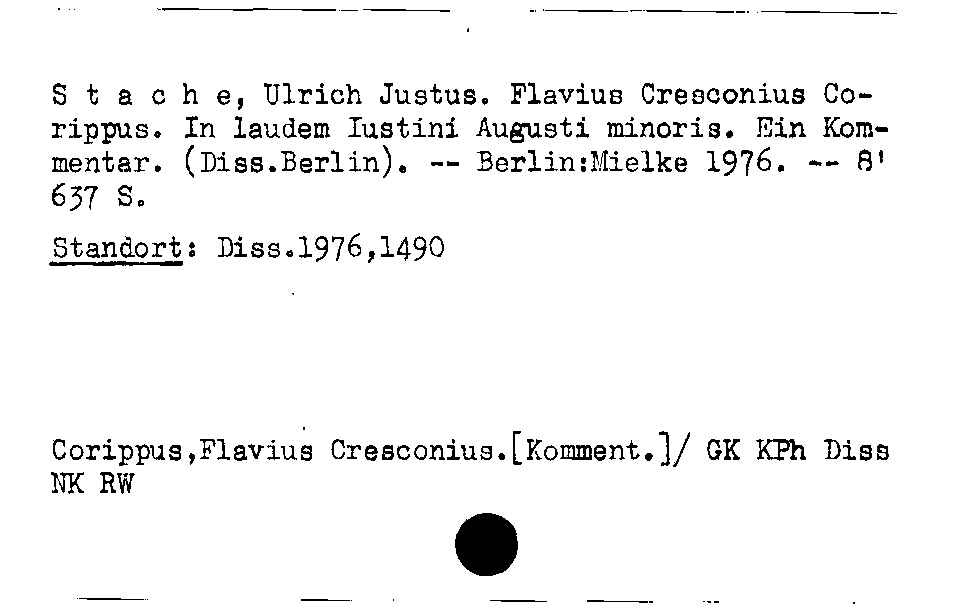 [Katalogkarte Dissertationenkatalog bis 1980]