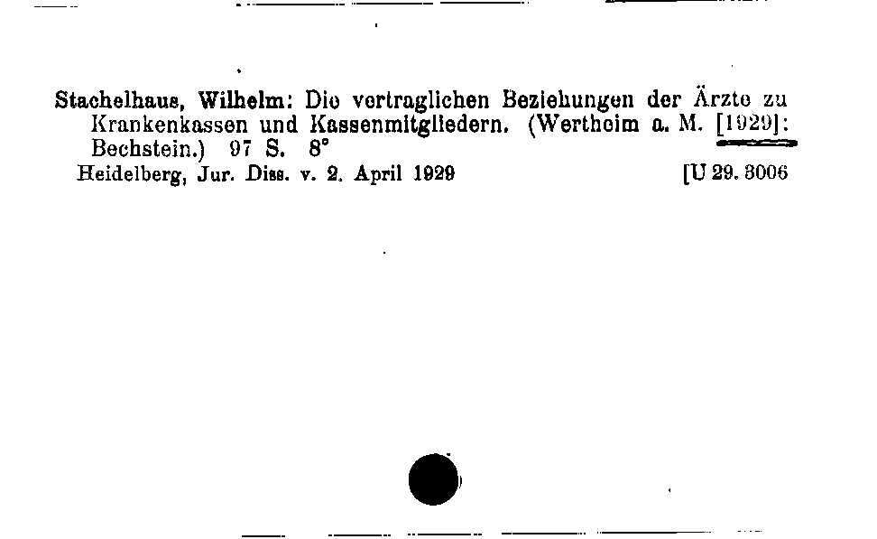 [Katalogkarte Dissertationenkatalog bis 1980]