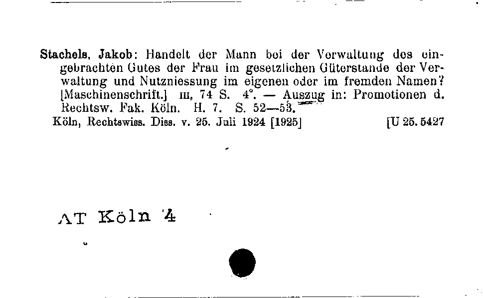 [Katalogkarte Dissertationenkatalog bis 1980]