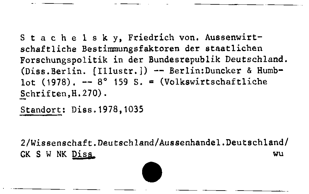 [Katalogkarte Dissertationenkatalog bis 1980]