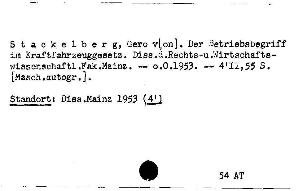 [Katalogkarte Dissertationenkatalog bis 1980]