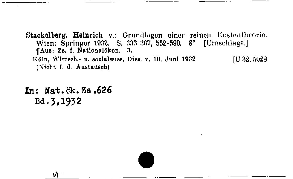 [Katalogkarte Dissertationenkatalog bis 1980]