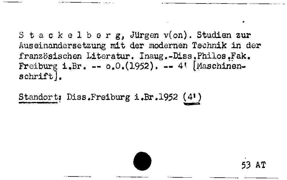 [Katalogkarte Dissertationenkatalog bis 1980]