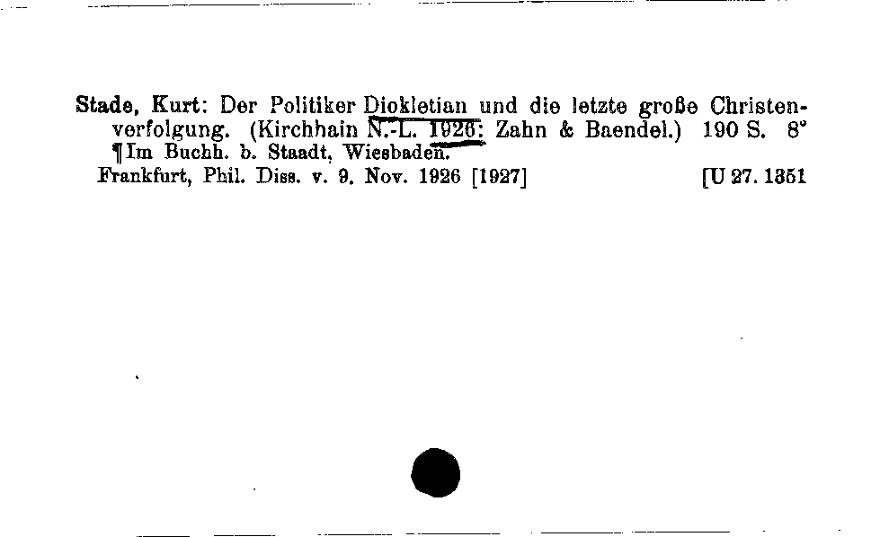 [Katalogkarte Dissertationenkatalog bis 1980]