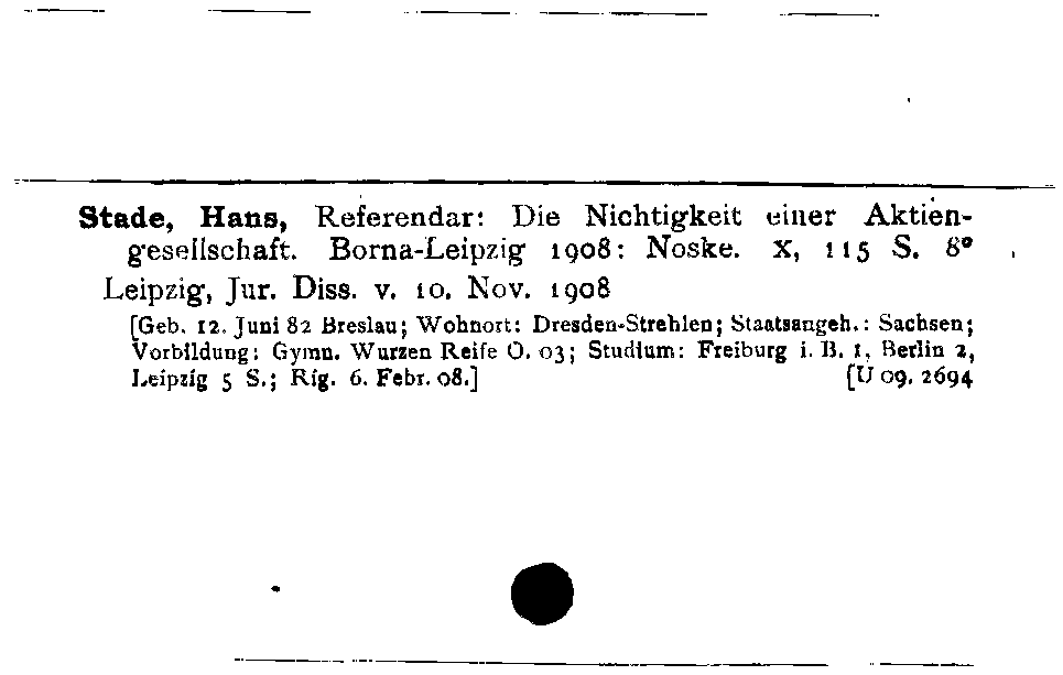 [Katalogkarte Dissertationenkatalog bis 1980]