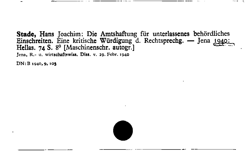 [Katalogkarte Dissertationenkatalog bis 1980]