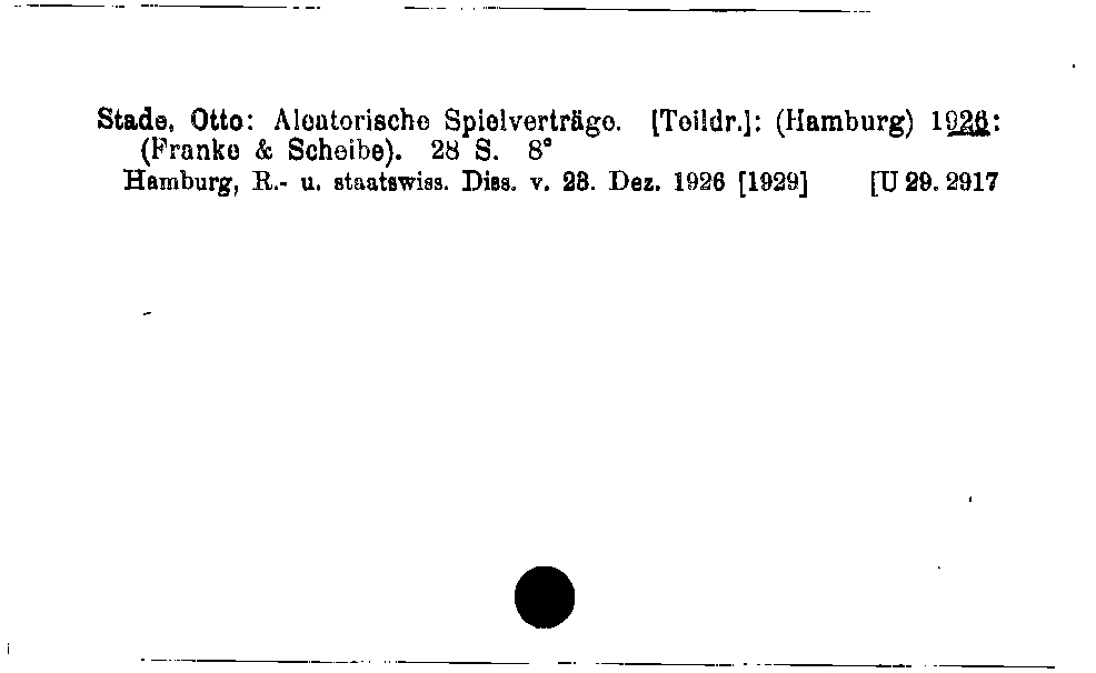 [Katalogkarte Dissertationenkatalog bis 1980]