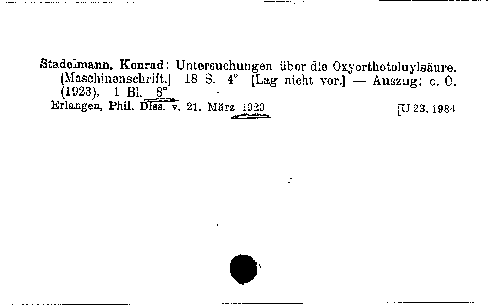 [Katalogkarte Dissertationenkatalog bis 1980]