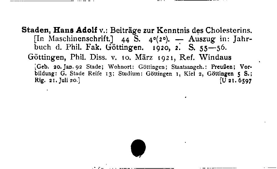 [Katalogkarte Dissertationenkatalog bis 1980]