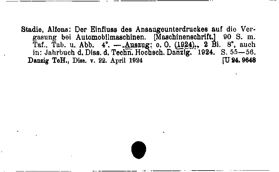 [Katalogkarte Dissertationenkatalog bis 1980]