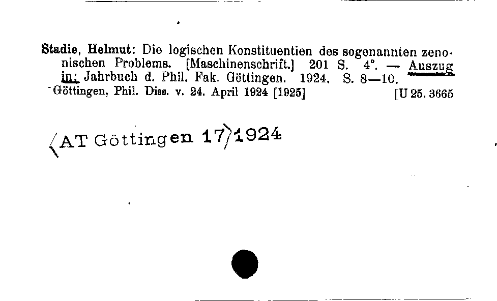 [Katalogkarte Dissertationenkatalog bis 1980]