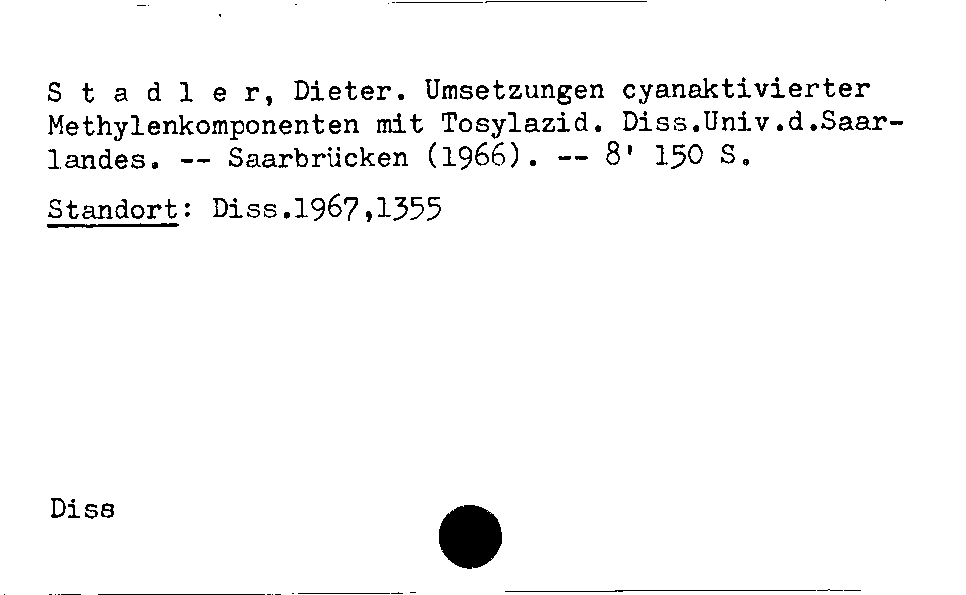 [Katalogkarte Dissertationenkatalog bis 1980]