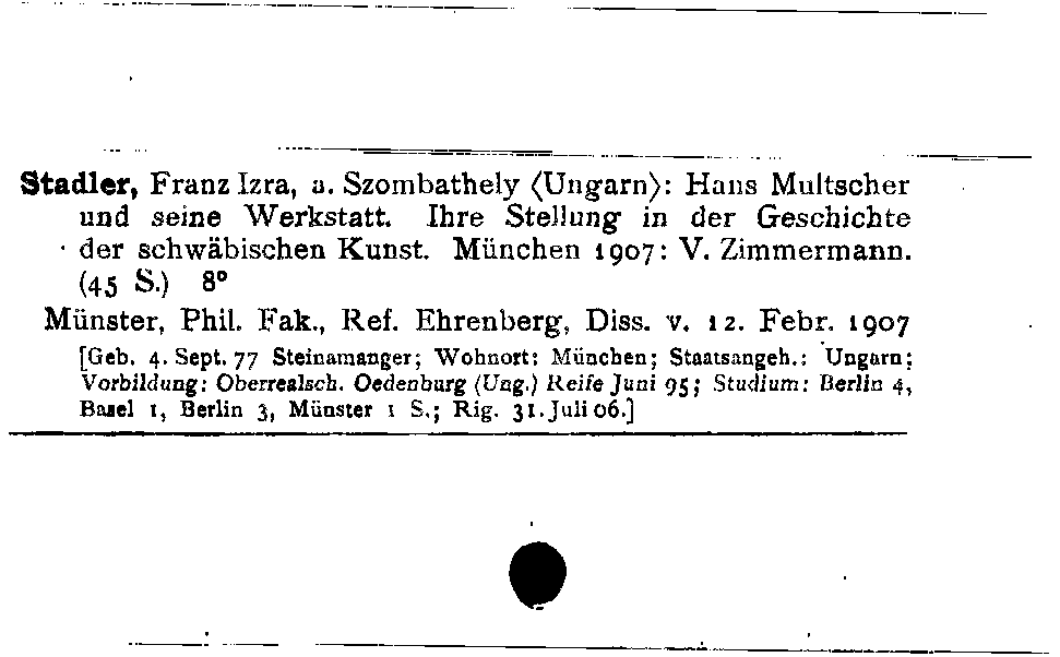 [Katalogkarte Dissertationenkatalog bis 1980]