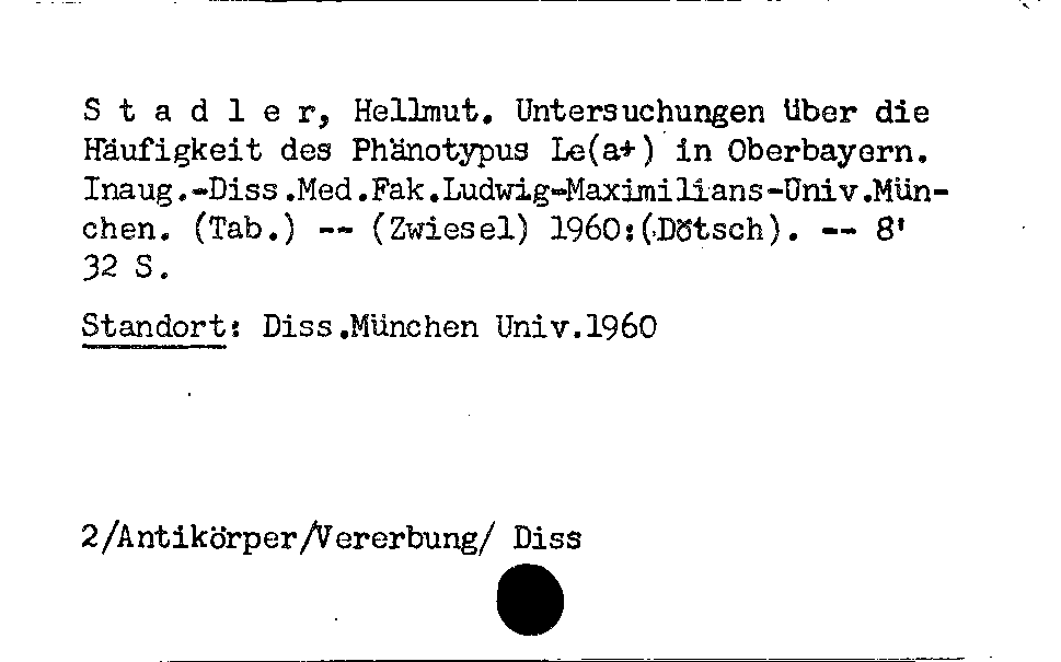 [Katalogkarte Dissertationenkatalog bis 1980]