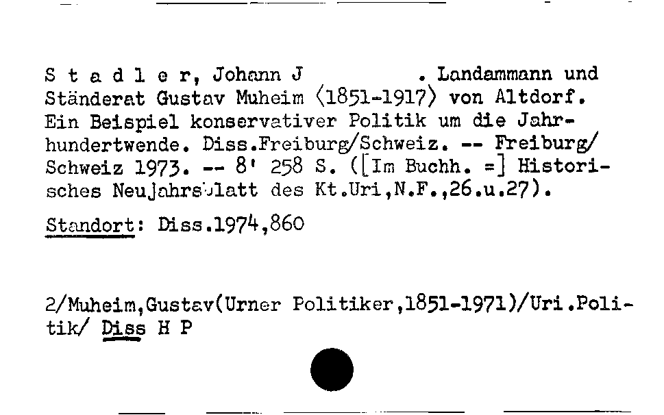 [Katalogkarte Dissertationenkatalog bis 1980]