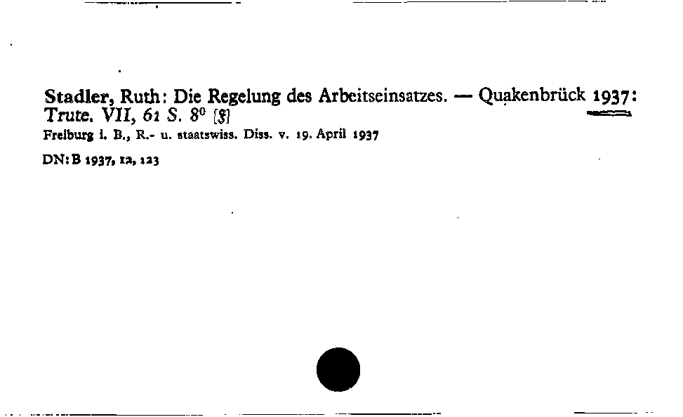 [Katalogkarte Dissertationenkatalog bis 1980]