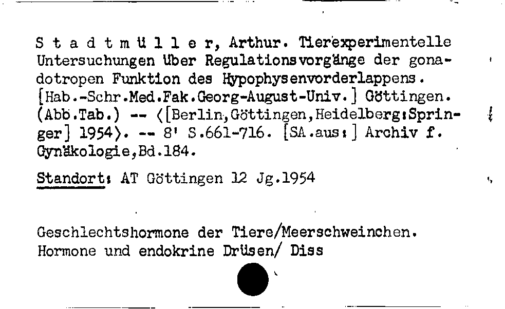 [Katalogkarte Dissertationenkatalog bis 1980]