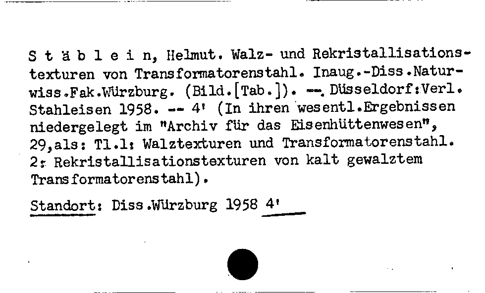 [Katalogkarte Dissertationenkatalog bis 1980]