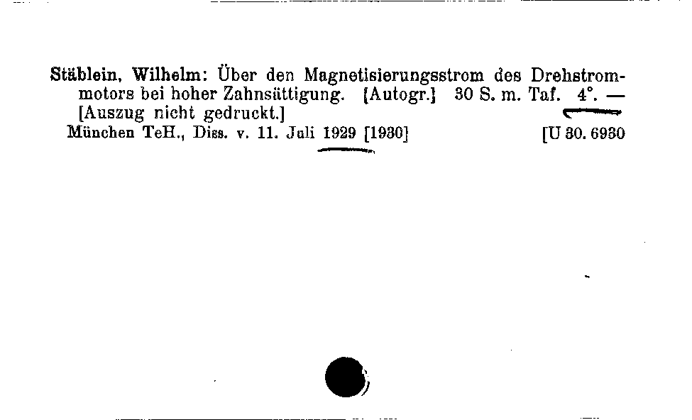 [Katalogkarte Dissertationenkatalog bis 1980]