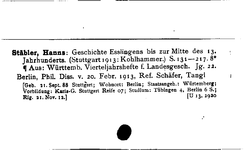 [Katalogkarte Dissertationenkatalog bis 1980]