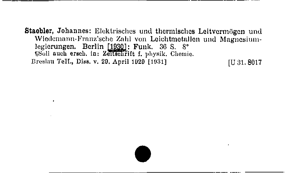 [Katalogkarte Dissertationenkatalog bis 1980]