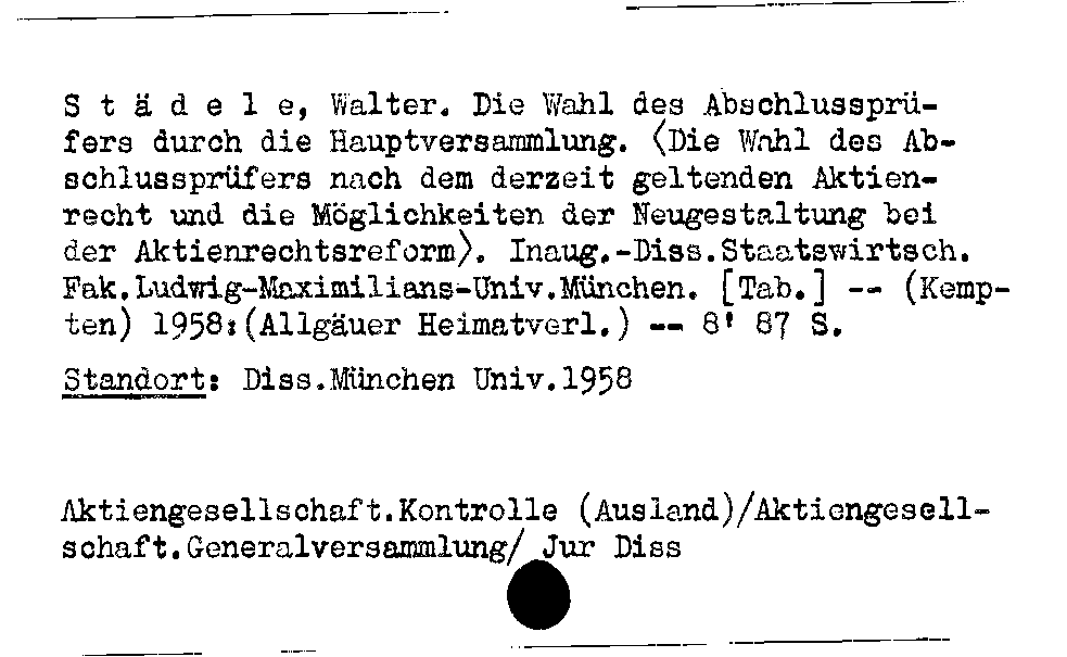 [Katalogkarte Dissertationenkatalog bis 1980]