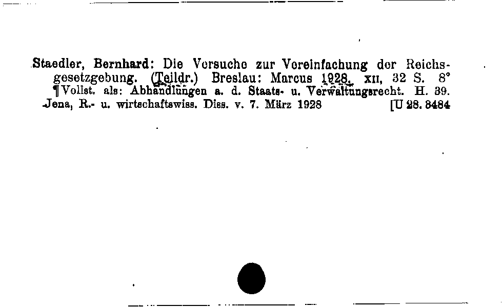 [Katalogkarte Dissertationenkatalog bis 1980]