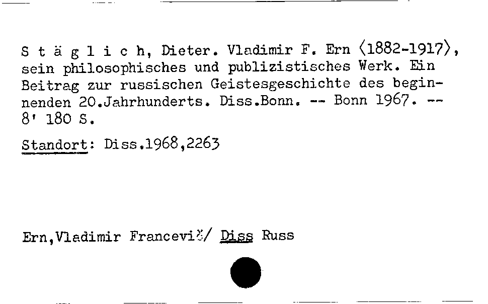 [Katalogkarte Dissertationenkatalog bis 1980]