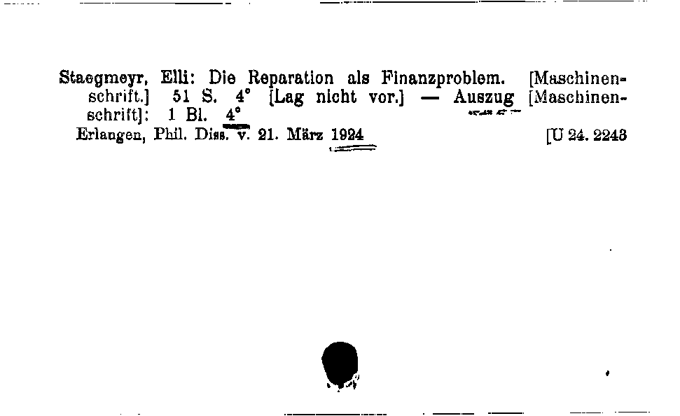 [Katalogkarte Dissertationenkatalog bis 1980]