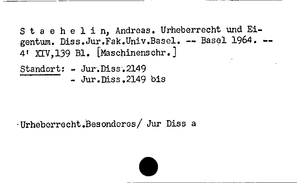 [Katalogkarte Dissertationenkatalog bis 1980]