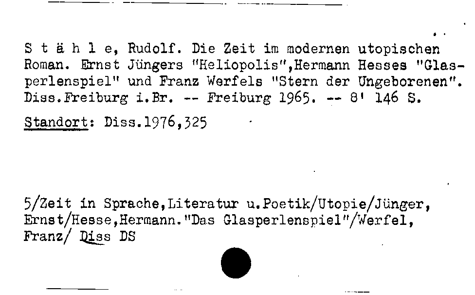 [Katalogkarte Dissertationenkatalog bis 1980]