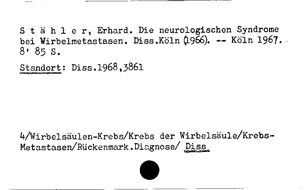 [Katalogkarte Dissertationenkatalog bis 1980]