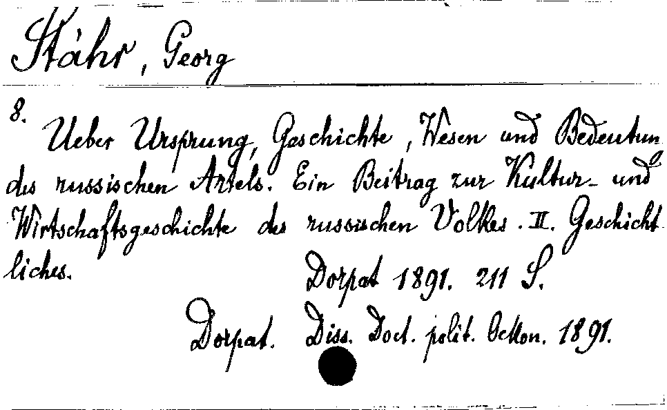 [Katalogkarte Dissertationenkatalog bis 1980]