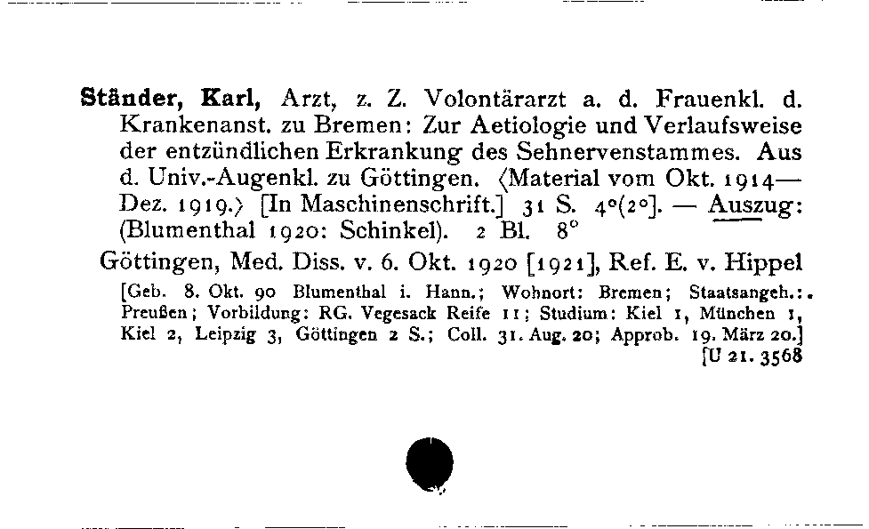 [Katalogkarte Dissertationenkatalog bis 1980]