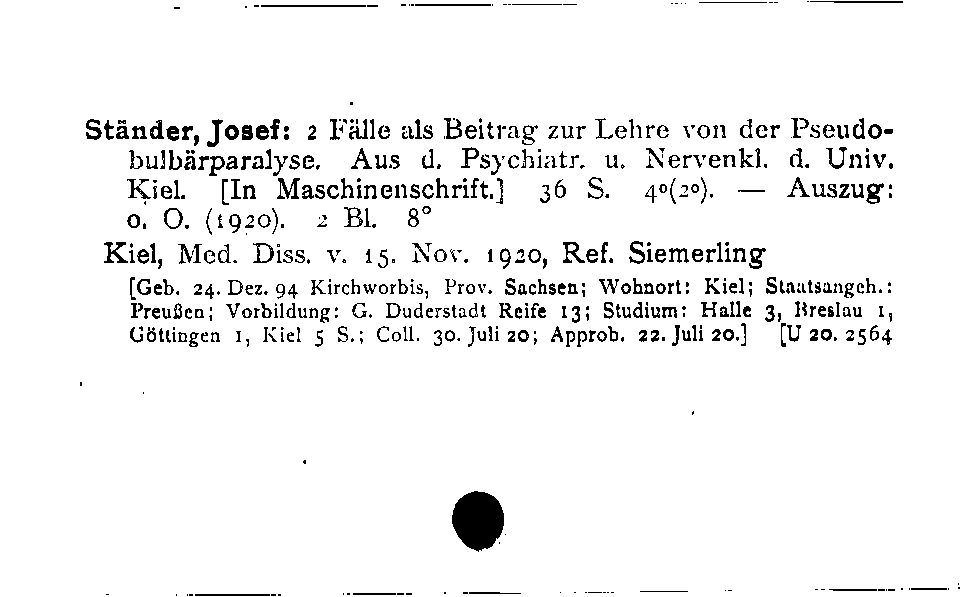 [Katalogkarte Dissertationenkatalog bis 1980]