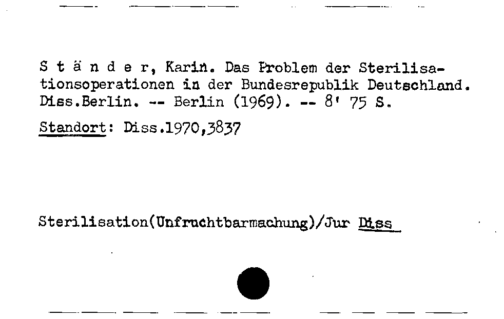 [Katalogkarte Dissertationenkatalog bis 1980]