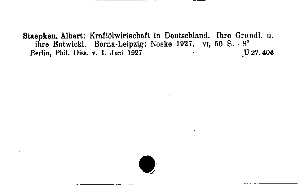 [Katalogkarte Dissertationenkatalog bis 1980]