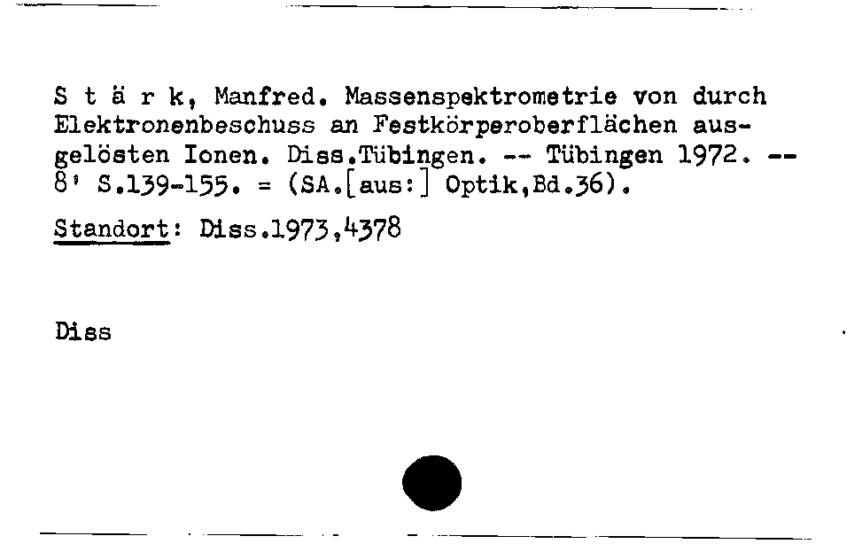 [Katalogkarte Dissertationenkatalog bis 1980]